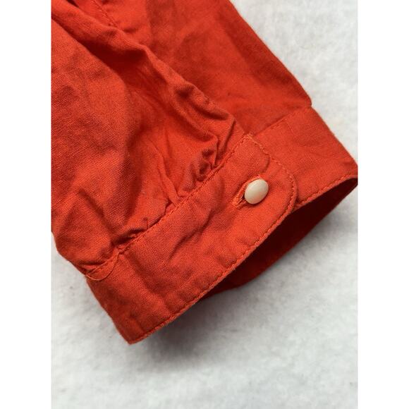 J Crew Womens Size Small Tie VNeck Linen Blend High Low Hem Tunic Top Orange Red - Picture 3 of 9